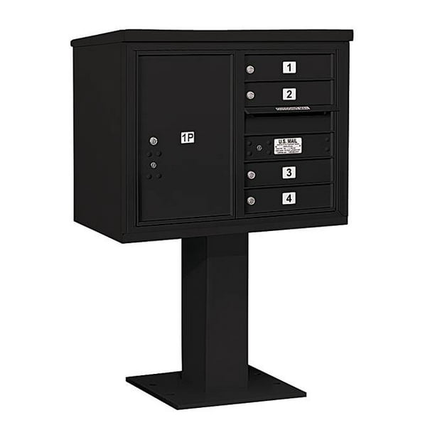 6Door Pedestal Mailbox in Black
