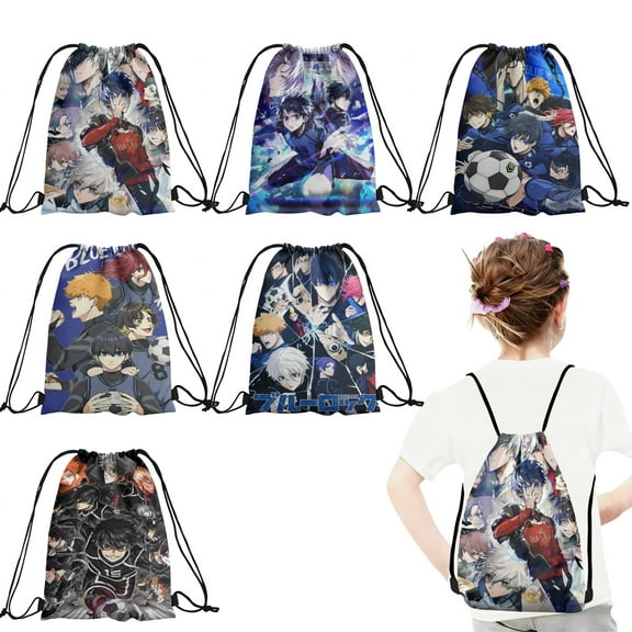 12 Pcs Blue Lock Candy Drawstring Bag Drawstring Goodie Favor Bags for Boys and Girls Anime Birthday Party Decorations 27x34cm