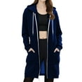 thumbnail image 6 of bbyeadc Long Hoodies for Women Oversized Zip Up Hoodie Women Casual Lightweight Long Tunic Sweatshirts Fashion Fleece Hoodie Winter Jacket Coat with Pockets, Navy XL, 6 of 7