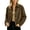 Brown, variant on Women's Faux Suede Button Down Cropped Jacket Fall Lapel Collar Long Sleeve Fashion Casual Coats, Size S-XXL