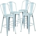 thumbnail image 2 of Flash Furniture Commercial Grade 4 Pack 30" High Distressed Green-Blue Metal Indoor-Outdoor Barstool with Back, 2 of 14