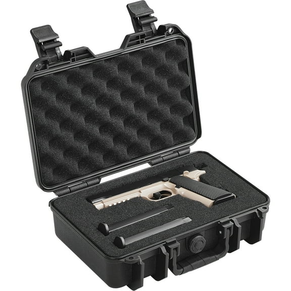 VEVOR Hard Pistol Cases with Pre-cut PU Foam, Waterproof & Dustproof Hard Gun Case for 1 Pistol, 12.59×9.01×4.4 in Lockable Pistol Case, Black