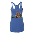 thumbnail image 3 of First We Still Your Heart Then Your Bed | Funny Neon Colorful Cat | Dean Russo Art Animal Lover Tri-Blend Racerback Tank Top, Vintage Royal, Large, 3 of 6