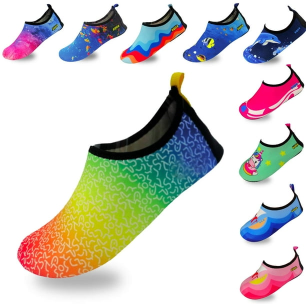Quick Dry Non Slip Lightweight Water Shoes For Summer Beach Sea Pool For Boys Girls Babies Toddlers Little Kids Rainbow Baby 4 5 Walmart