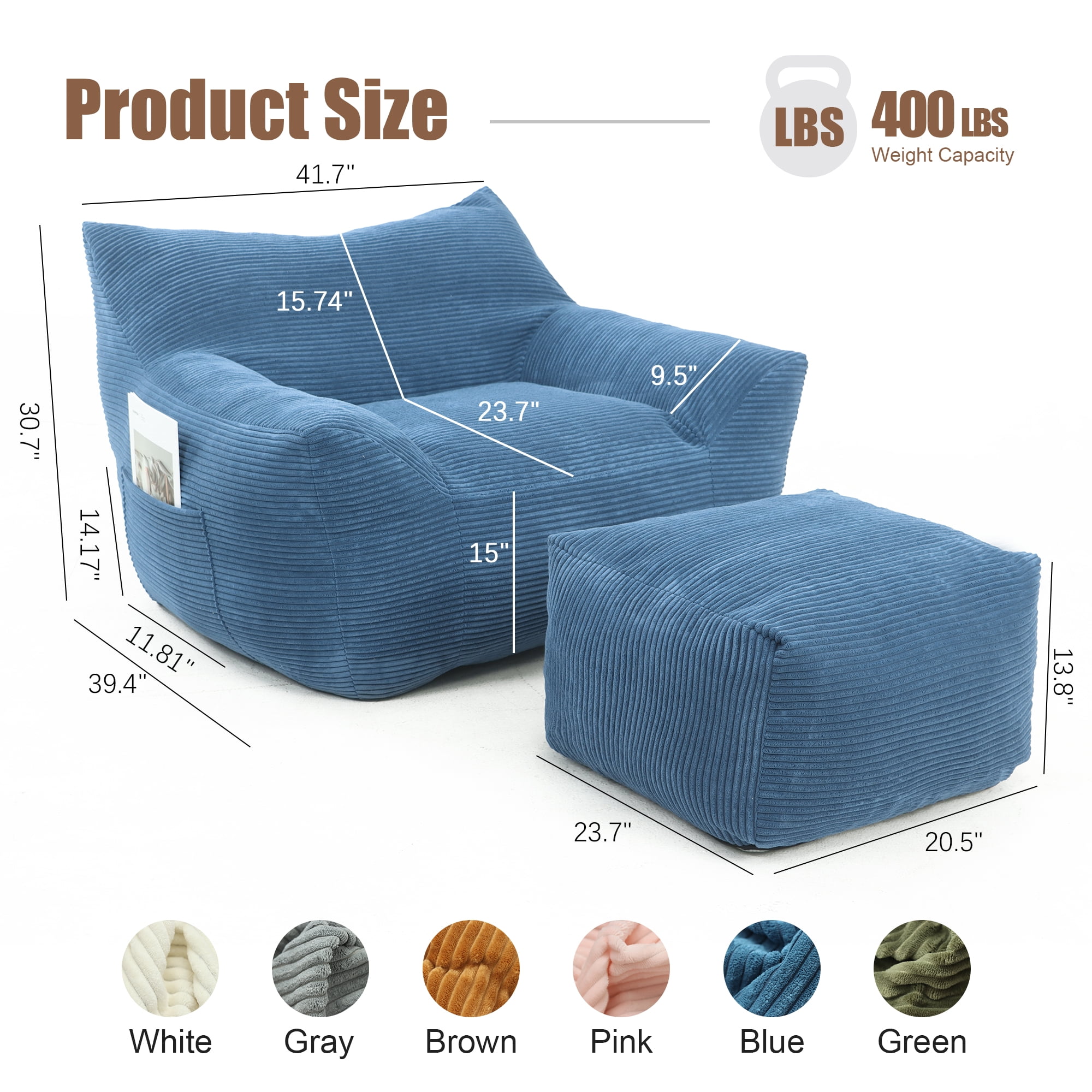 FFZ Oversized Bean Bag Chair For Adults Comfy Lazy Sofa Living Room Bedroom