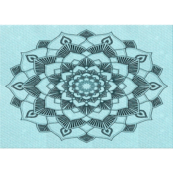 Ahgly Company Indoor Rectangle Patterned Deep-Sea Green Area Rugs, 7' x 10'