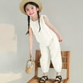 thumbnail image 2 of LUOGENLI Girls Summer Outfits Size 14-16 Plus Girls Clothes Summer Solid Knit Sleeveless Shirt Flare Pants Set Toddler Bell Bottoms Outfit Girls 4th of July Outfit Beige 130, 2 of 3