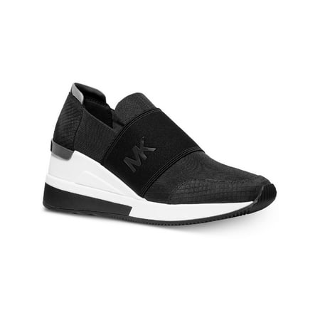 

MICHAEL Michael Kors Women s Felix Trainer Wedge Fashion Sneakers Black 10