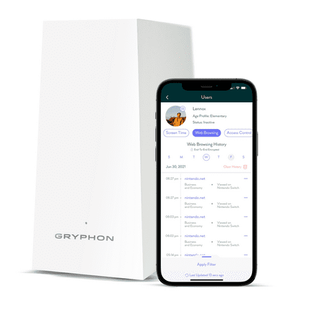 UPC: 0868739000490 | GRYPHON AX Parental Control System & WiFi Security Router (WiFi 6)  Hack Protection w/AI-Intrusion Detection & Malware Protection  Smart Mesh WiFi System  AX4300