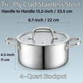 thumbnail image 2 of Cook N Home Classic 4 Quart Tri-Ply Clad Stockpot, Stainless Steel Stock pot with Lid,  Cooking Pot for Pasta, Spaghetti, Induction Soup Pot with Handle, Cookware for Canning, Boiling, Oven Safe, 2 of 8