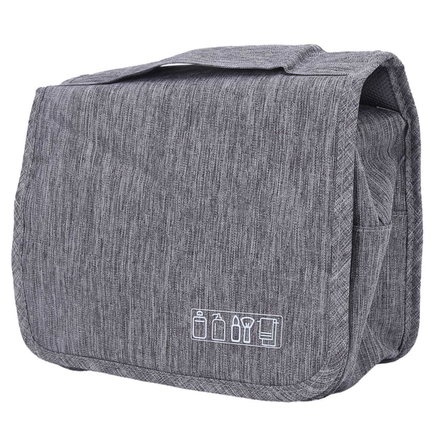 Bolsa de maquillaje de gran capacidad, bolsa de viaje, resistente a la humedad, portátil, a prueba de polvo, bolso de mano (gris)