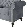 thumbnail image 5 of Home Design Kelso Velvet Rolled Arm Sofa with Deep Button Tufting, Nailhead Trim and Turned Legs, Gray, 5 of 6