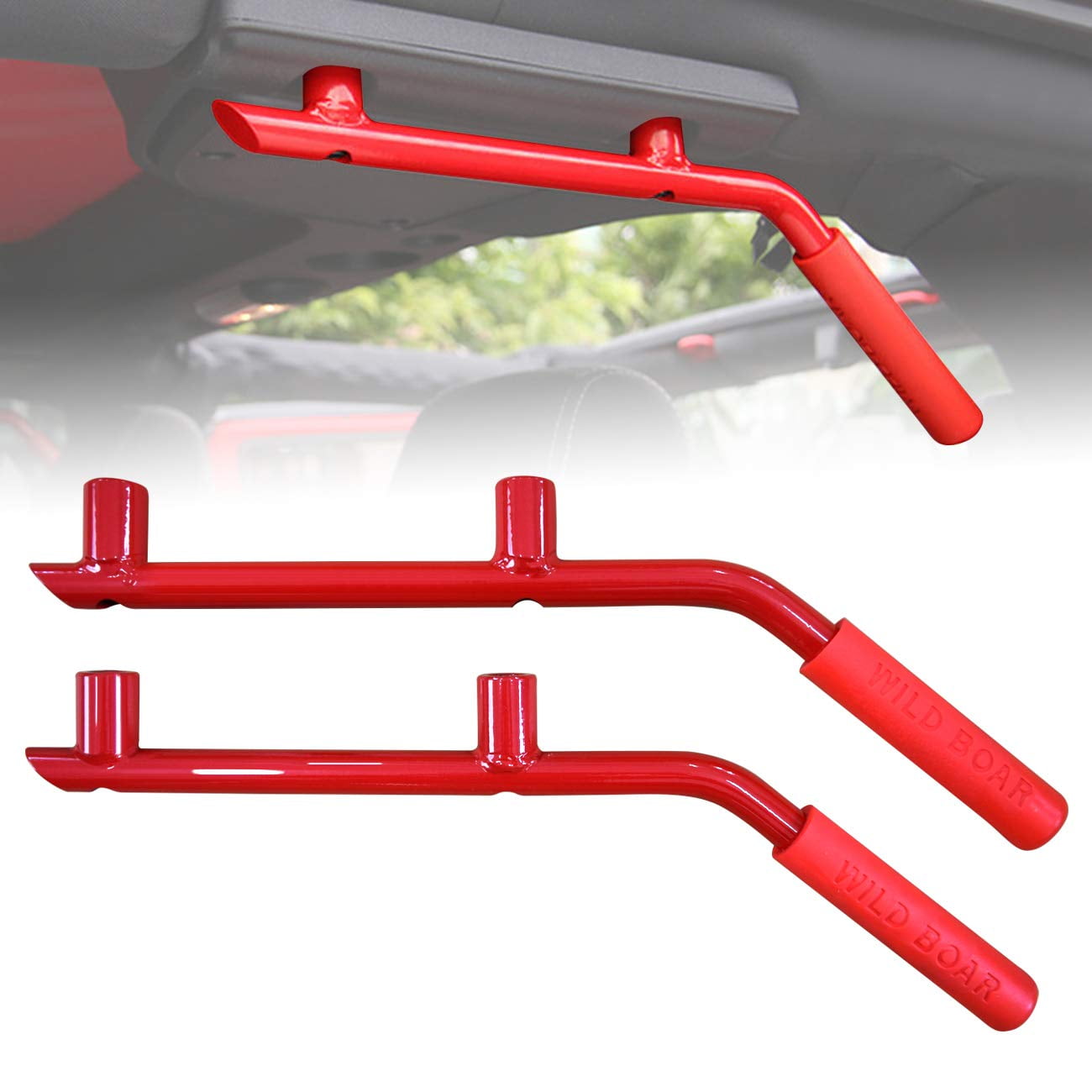 ICARS Red Solid Steel Rear Grab Handle for 20072017 Jeep JK Wrangler