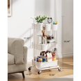 thumbnail image 5 of 3-Tier Rolling Cart with Wheels - Rolling Storage Cart with Hanging Cups & Hooks - Mobile Utility Cart for Office, Kitchen, Craft Room - Art & Craft Organizer, White, PIUC06W, 5 of 14