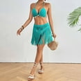 thumbnail image 5 of Huowey Hand Crocheted Women 2PCS Set Patchwork Fringe Bikini Tops And Skirt Outfit Brazilian Beachwear Honeymoon Cruise Trendy Wear, 5 of 9