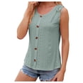 thumbnail image 1 of WEAIXIMIUNG White T Shirts for Women Fitted Women's Summer Solid Color Round Neck Button Drawstring Loose Vest Top, 1 of 9