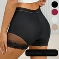 thumbnail image 5 of Seamless Boyshort Panties for Women No Show Underwear with Lace Trim, Black, Full Coverage Comfort Fit Mid Rise,Size S, 5 of 9