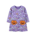 thumbnail image 2 of Emy Dola Little Girls Cartoon Halloween Dresses Applique Pumpkin Party Dresses Toddler Casual Cotton Long-Sleeved Jersey Dress, 2 of 9
