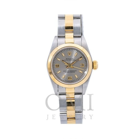 Rolex Oyster Perpetual NonDate 67183 24mm Silver Dial With Two Tone Oyster Bracelet, Rolex, Adult, Male