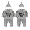 AOUYOA Baby Twins Baby Bodysuit Boy Wild one Romper Baby Newborn Twins Cute Set