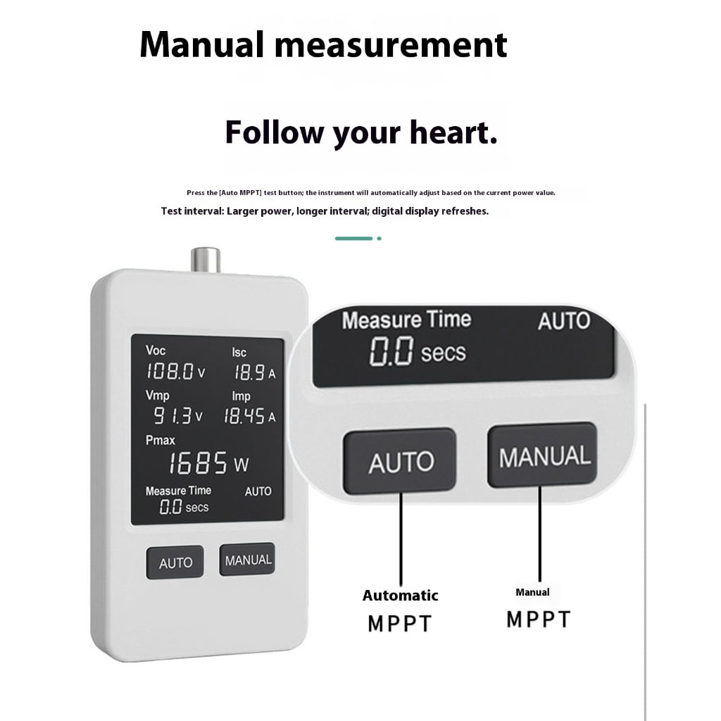 Transportable Solar Multimeter with Display and MPPT Three point Outdoor Energy Structure Diagnosis
