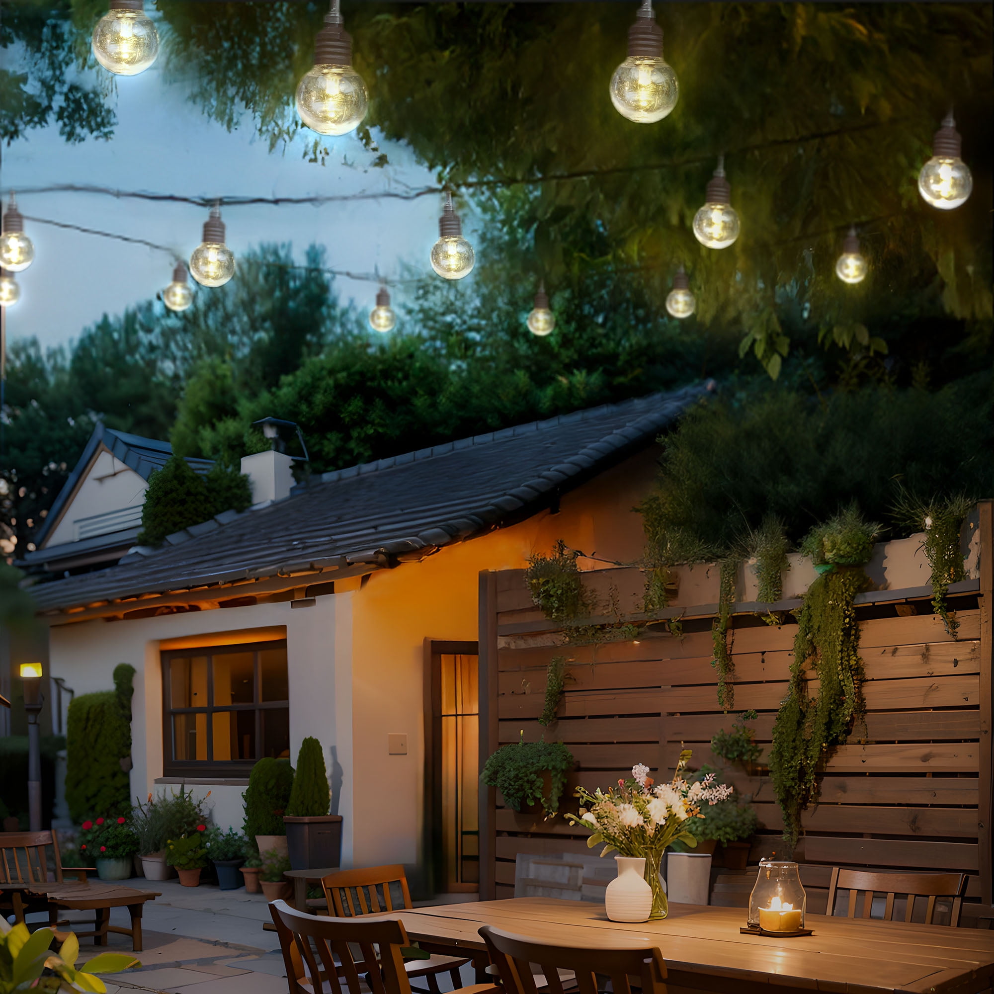 (3 pack) Mainstays 50-Count Warm White LED Plastic Globe Outdoor String Lights with Brown Wire