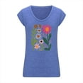 thumbnail image 3 of Womens Vintage Flowers V Neck Printed Shirt Funny Boho Graphic Tee Casual Short Sleeve Blue L, 3 of 3