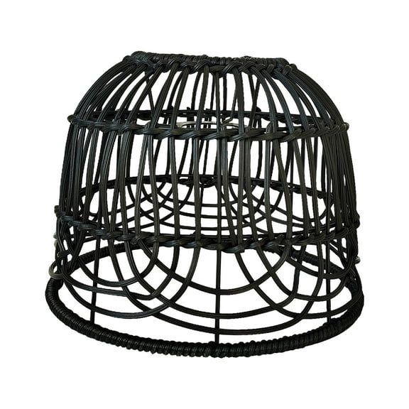 Rattan Lampshade Rattan Basket Chandelier Lamp Shade Woven Lampshade Round nature Replacement Wicker Pendant Light Cover for Living Room Black