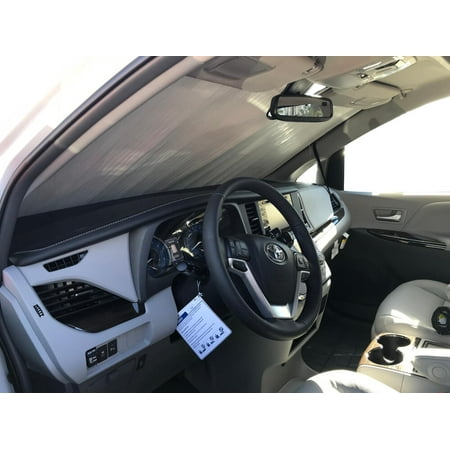 The Original Windshield Sun Shade, Custom-Fit for Toyota Sienna Minivan 2018, 2019, Silver