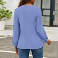 thumbnail image 4 of DuoJiaJ Womens Long Sleeve Eyelet Tops Crew Neck Fall Shirts Casual Loose Blouses Trendy Clothes Women’s Striped Crewneck Relaxed Fit Tops Blue, 4 of 5