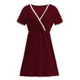 thumbnail image 5 of Verycand Women Nursing Dress Lace Trim V Neck Short Sleeve Pregnant Maternity Dress, 5 of 6