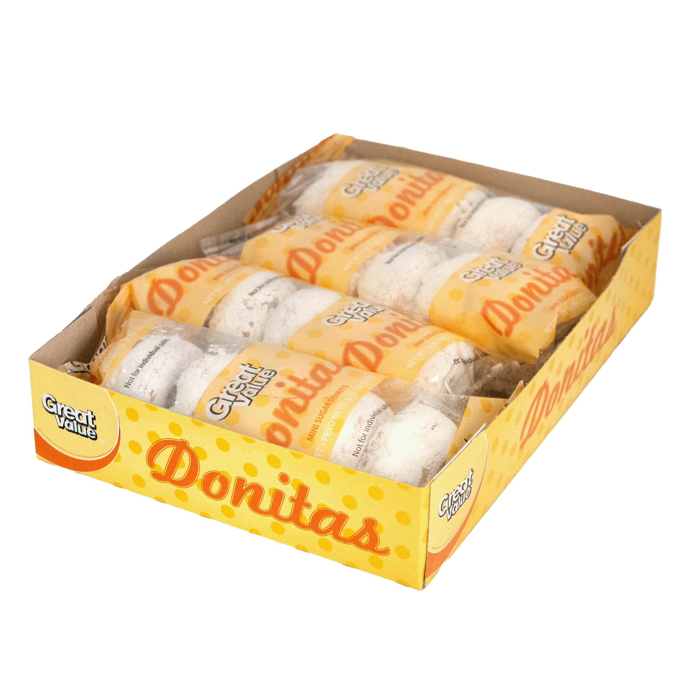 Great Value Powdered Sugar Mini Baked Whole Donuts Pastries, 10.9 oz, 4 Count, Shelf Stable