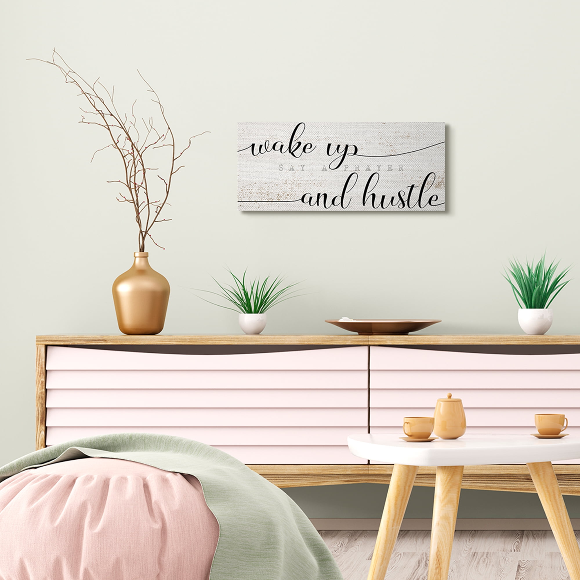 Stupell Industries Everyday with Intention Phrase Minimal Black White Text Inspirational Painting Gallery Wrapped Canvas Art Print Wall Art, 13 x 30
