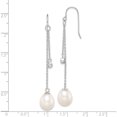 thumbnail image 4 of Sterling Silver Rhodium-Plated 9-10mm Rice Fwc Pearl Cz Dangle Earrings Made In China qe15396, 4 of 5
