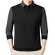 thumbnail image 1 of Blusa y camisa de manga larga con cuello vuelto para hombre, color liso, intensificación de patrón, cálida, con cuello vuelto, blusa de poliéster para hombre., 1 of 4
