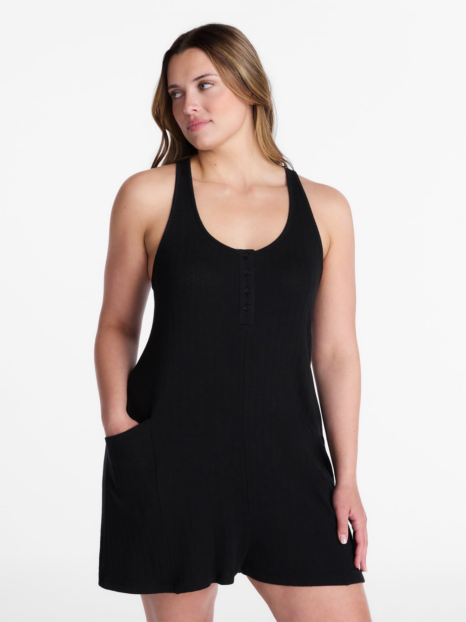 Joyspun Women's Pointelle Sleepwear Romper, Sizes XS-3X