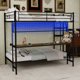 thumbnail image 1 of Cama doble de metal completa con escritorio incorporado e iluminación led - diseño de loft que ahorra espacio para niños y adolescentes, marco robusto, 1 of 5
