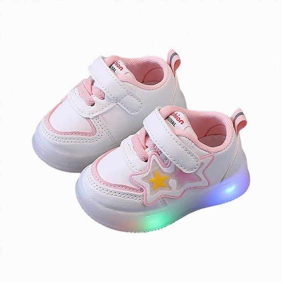 Gubotare Toddler Walking Shoes Girl Light Up Toddler Boys Girls Shoes Led Flashing Lightweight Tennis Walking Sneakers for Toddler and Little Kid Size 4 (Pink,4 Toddler)