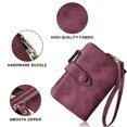 thumbnail image 3 of Carteras pequeñas de cuero plegables para mujer, pulsera con ranuras para tarjetas, ventana de identificación, monedero con cremallera, 3 of 6