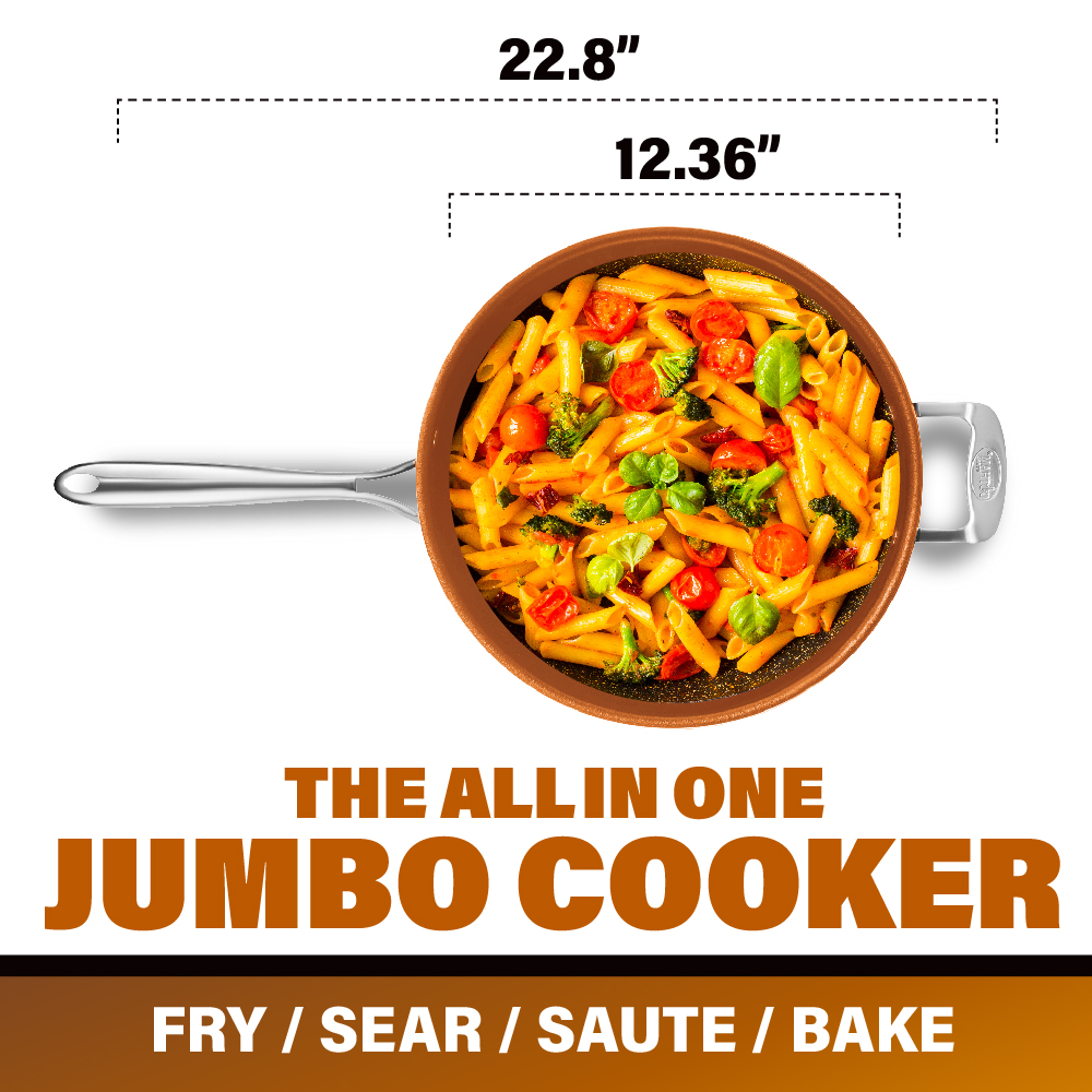 Gotham Steel 12-Inch Jumbo Skillet with Lid photo 2