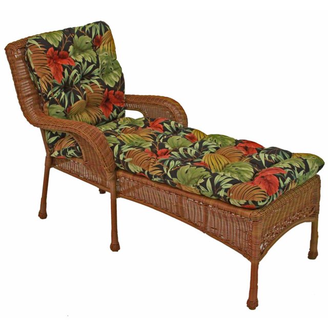 Coussin Capitonné pour Chaise Longue d'Extérieur en Polyester Filé, 74 Po X 19 Po, Écossais