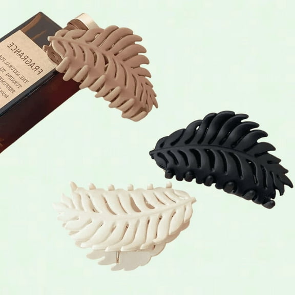 Matte Claw Hair Clip, Pack of 3, Leaf-Shaped