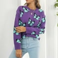 thumbnail image 6 of Buigttklop Sweaters for Women Plus Size Women'S Pullover Colorblock Japanese Colorblock Pink Knit Sweater Top Purple, 6 of 6