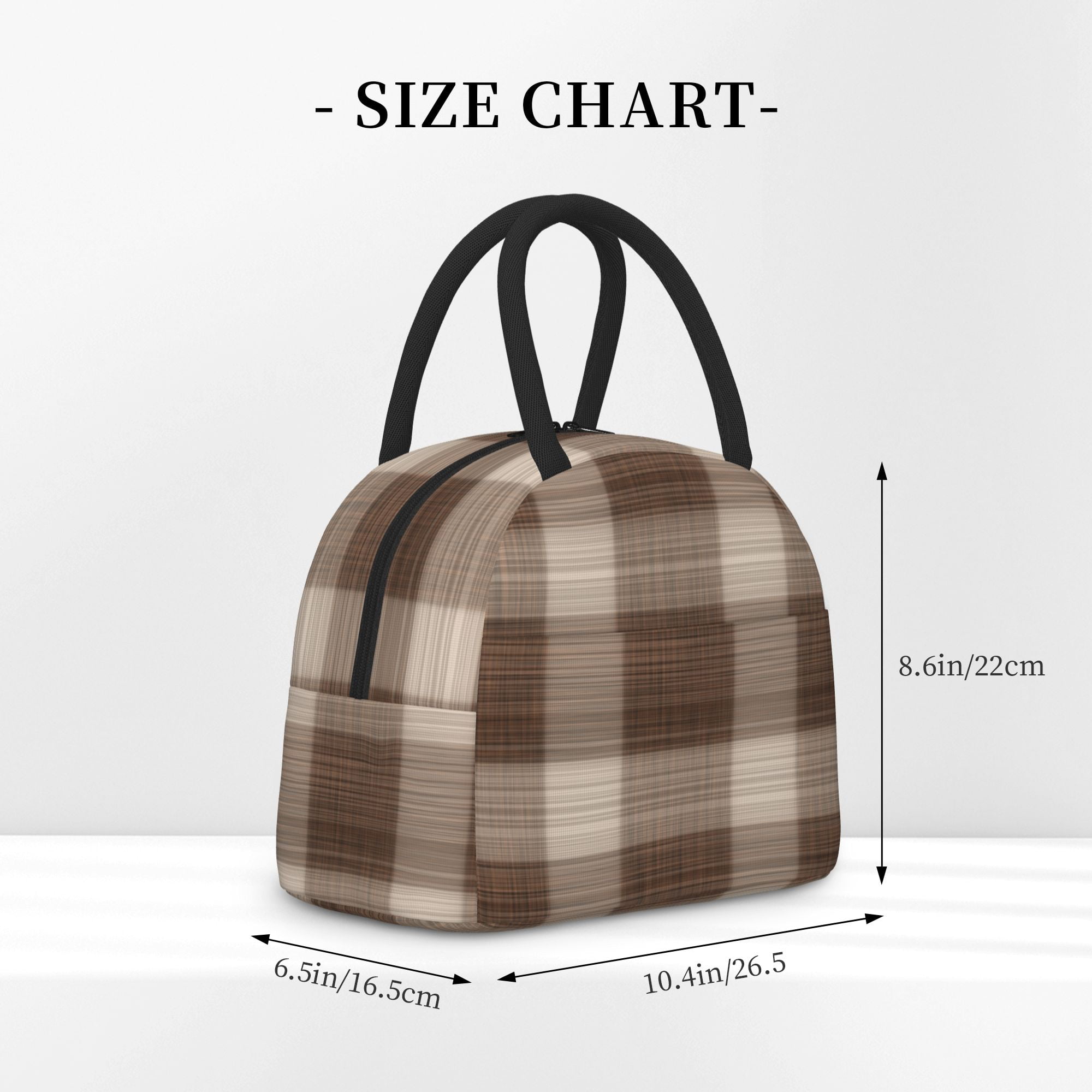 ayvcxui Brown and Black Plaid Race Checkered Flag Lunch Tote Reusable Lunch Bag Insulated Lunch Box for Students Work Outdoor Travel PicnicThermal