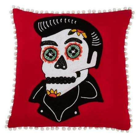 Saro Lifestyle 3147.R18SP 18 in. Sugar Skull Cotton Poly Filled Pillow