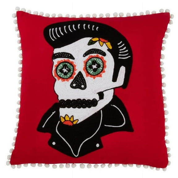 Saro Lifestyle 3147.R18SD 18 in. Sugar Skull Cotton Down Filled Pillow