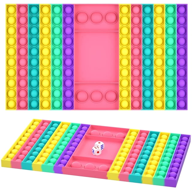 Big Jumbo Pop Its It Fidget Gigante Mega Push Bubble Popit Poppet Popper Figet Grande Enorme Rainbow Poppit Pop-It Popet Juego Tablero de ajedrez Sensory Figette para niños Adultos Adepaton WMCH-427