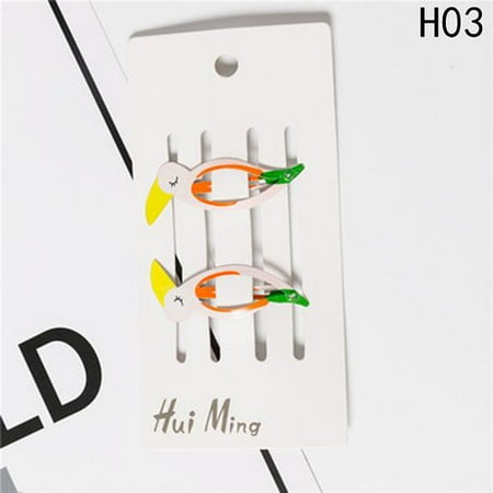 Flamingo Clip KABOER 1 Pair Cute Baby Hairpin Hair Clip Plastic Flamingo Watermelon Pineapple Fruit Style Hairclip Hair Accessories For Baby Girls ()