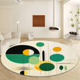 thumbnail image 4 of Round Area Rugs for Living Room 5x5ft Abstract Circles Lines Washable Low Pile Circle Rugs, Non Slip Floor Carpet for Bedroom, Dining Room, Home Office, 4 of 6