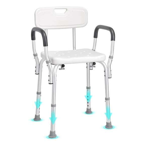 VEVOR Shower Chair, Shower Seat with Back, Adjustable Height Shower Stool, Shower Chair for Inside Shower Bathtub, Non-slip Bathroom Bench Bath Chair ,350 LBS Capacity